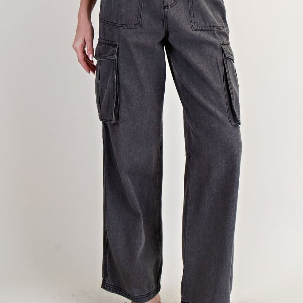 Easel Black Flare Wide Leg Jeans